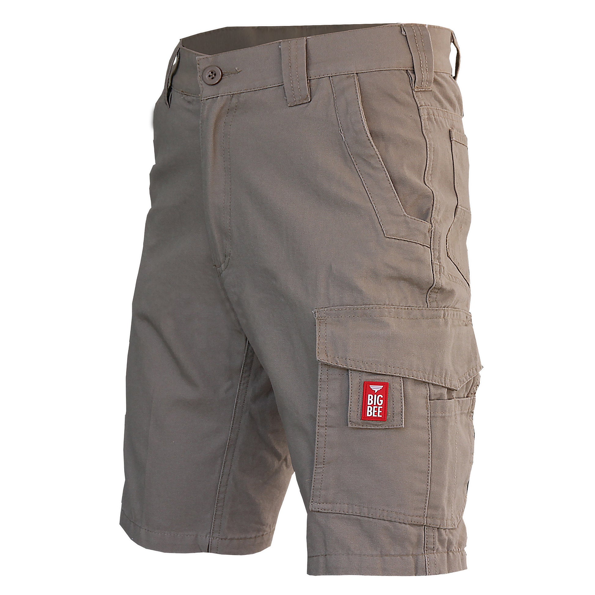 elite work shorts in khaki, front – Big Bee Workwear