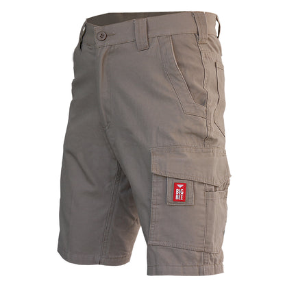 elite work shorts in khaki, front – Big Bee Workwear