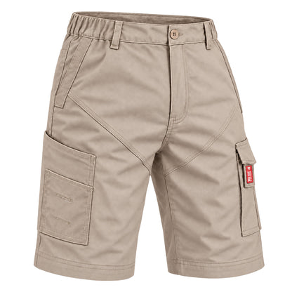 elite work shorts in khaki, side – Big Bee Workwear
