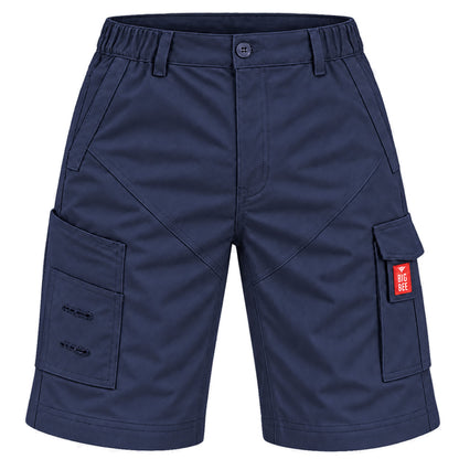 elite work shorts in navy, front – Big Bee Workwear