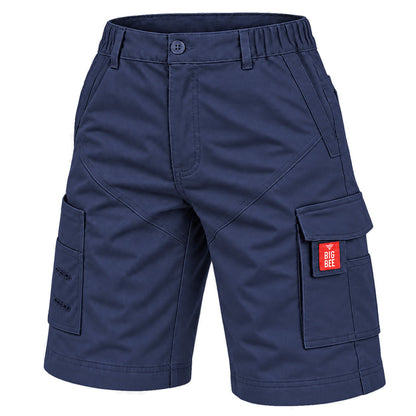 elite work shorts in navy, side – Big Bee Workwear