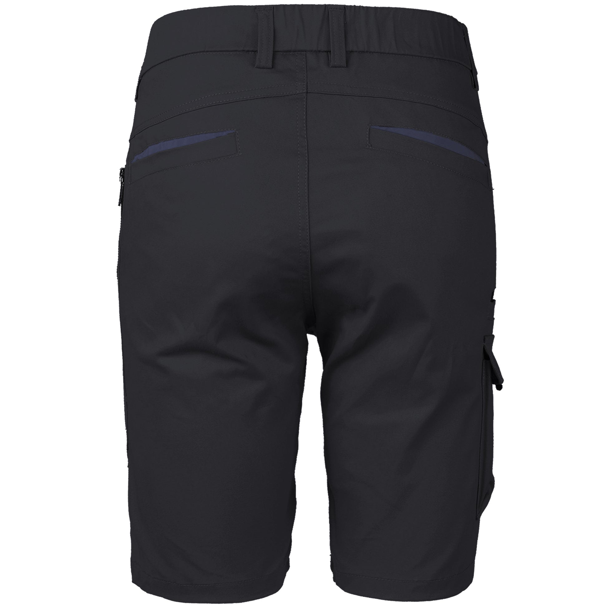 warp work shorts in black, back – Big Bee Workwear