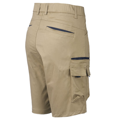 warp work shorts in khaki, back angle – Big Bee Workwear
