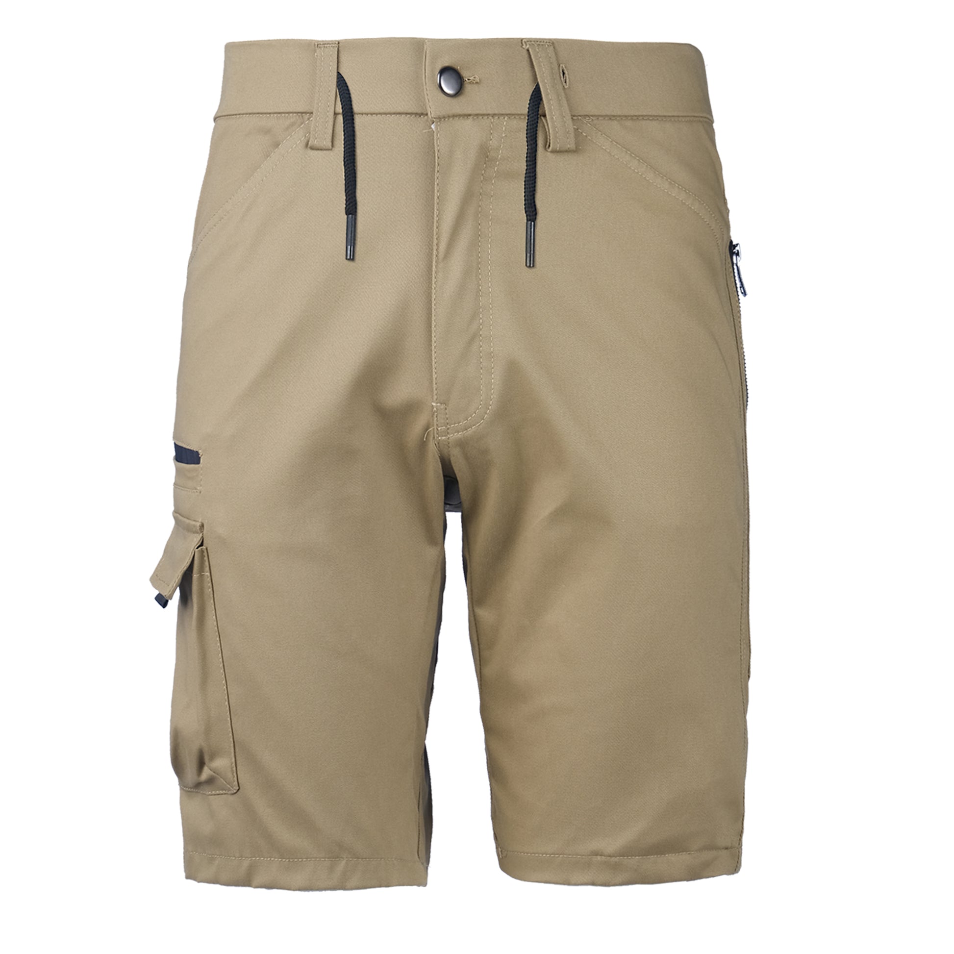 warp work shorts in khaki, front – Big Bee Workwear