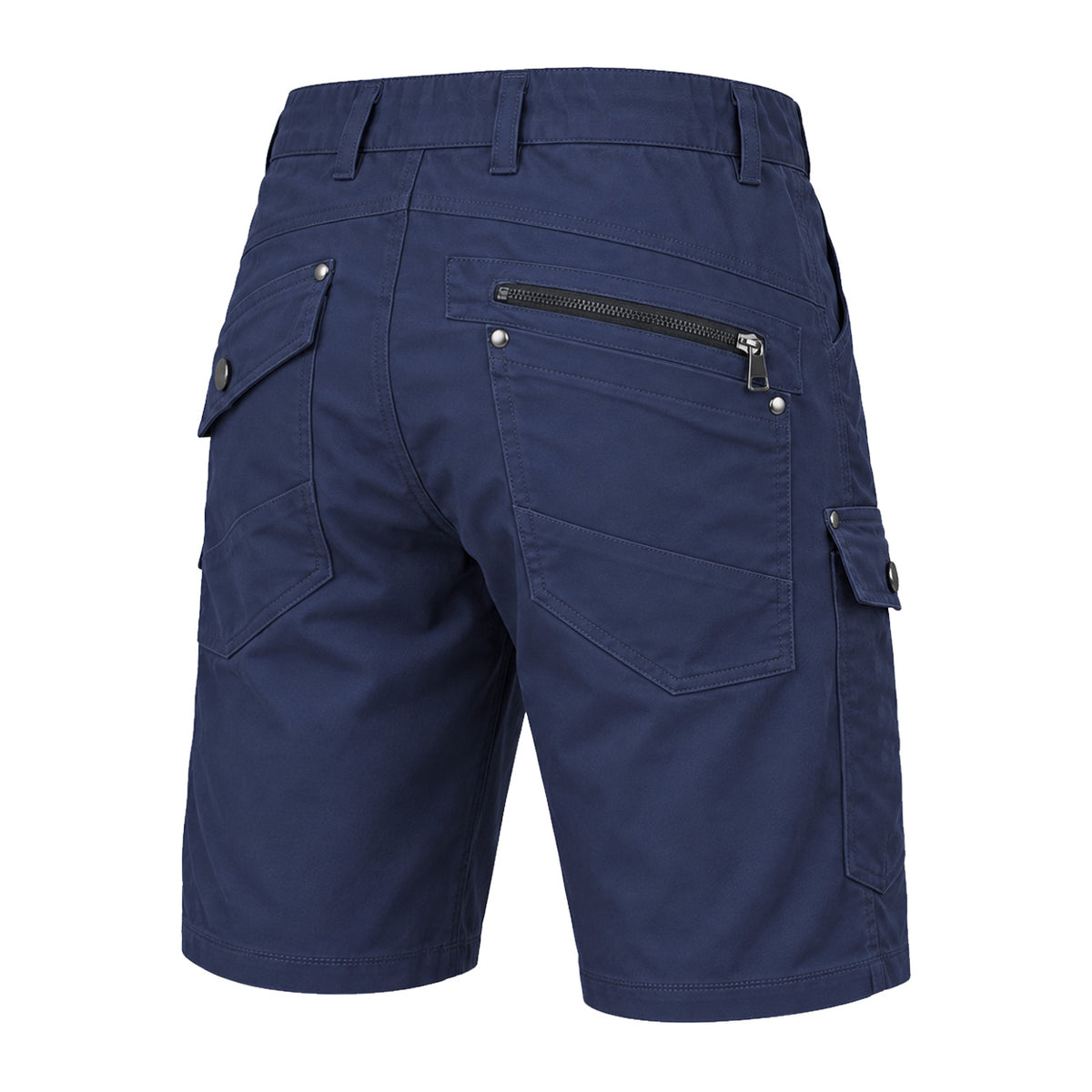 utility work shorts in navy, back angle – Big Bee Workwear