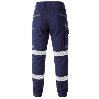 brumby work pants in navy reflective tape, back – Big Bee Workwear