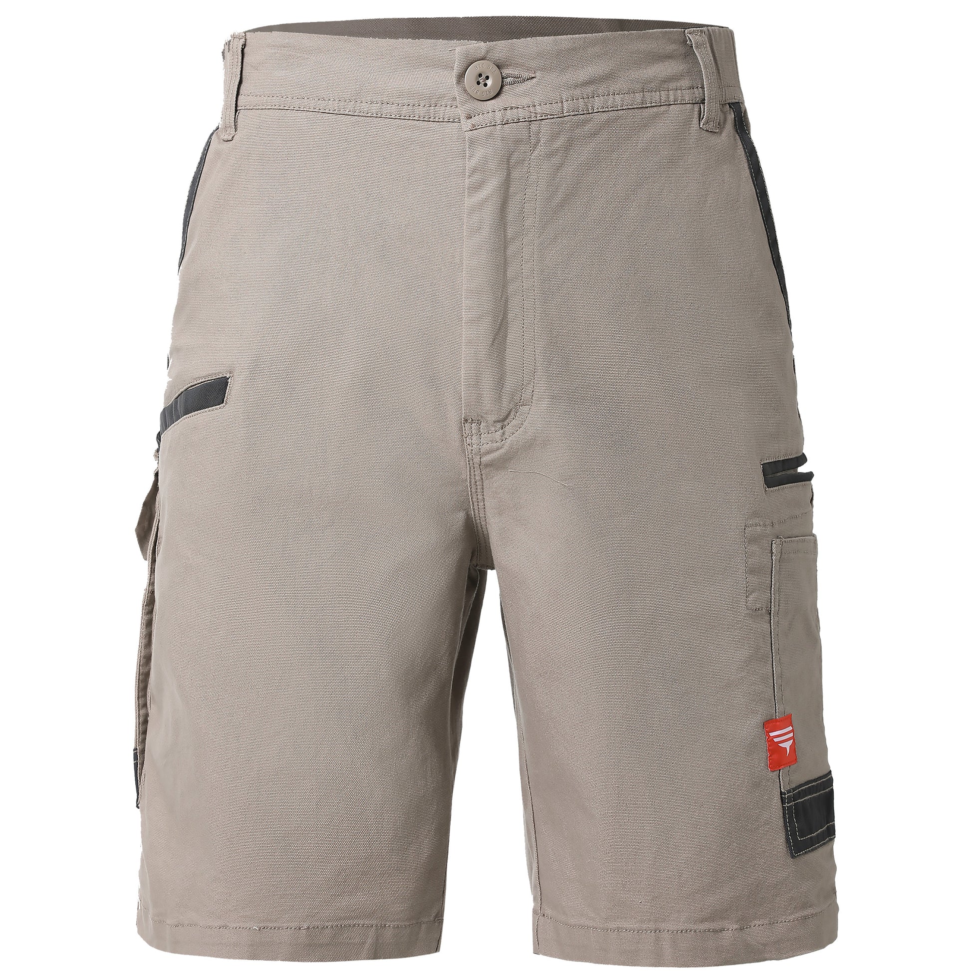brumby work shorts in khaki, front – Big Bee Workwear