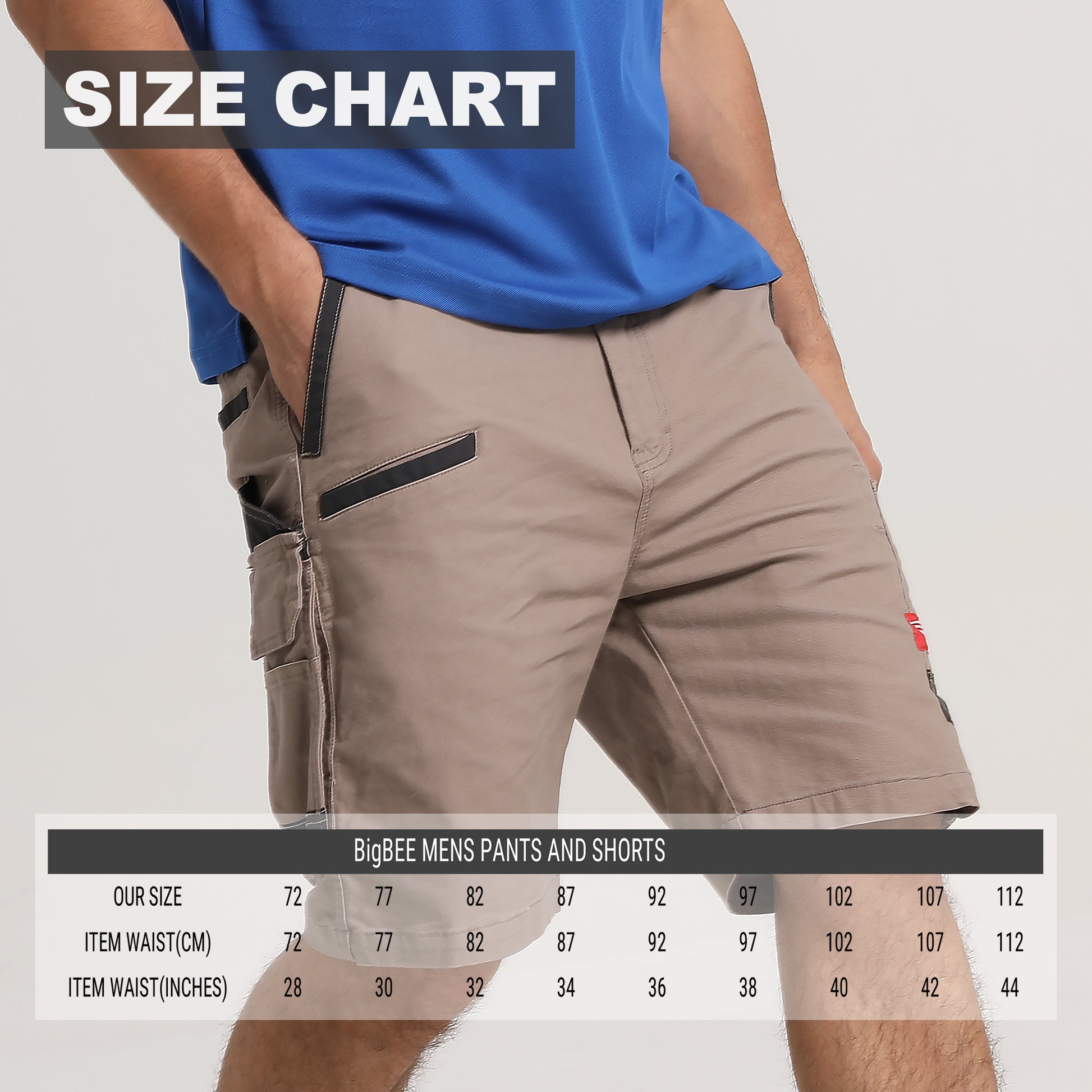 brumby work shorts size chart – Big Bee Workwear