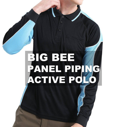 Big Bee PANEL Mens Polo Shirts, Long Sleeve - Big Bee