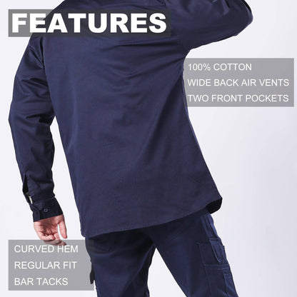 Big BEE Men's Work Shirt, Cotton Drill Traditional Workwear - Big Bee