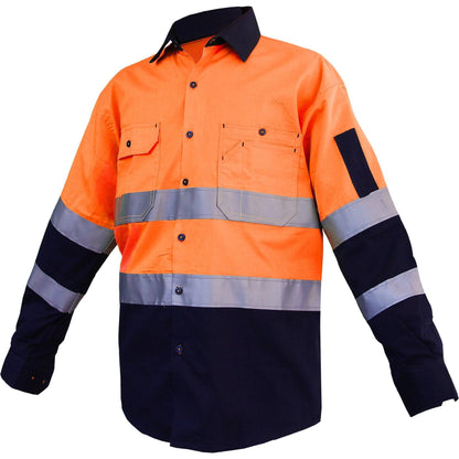 Big Bee Men's Hi Vis Shirts Reflective Tape, Light Weight Cotton - Big Bee