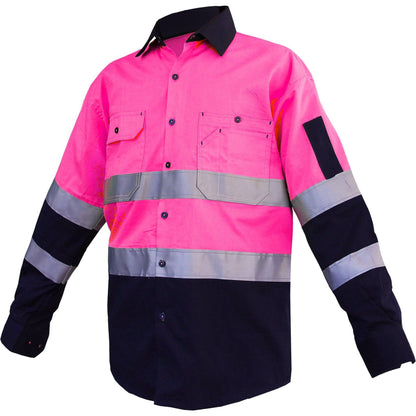 Big Bee Men's Hi Vis Shirts Reflective Tape, Light Weight Cotton - Big Bee