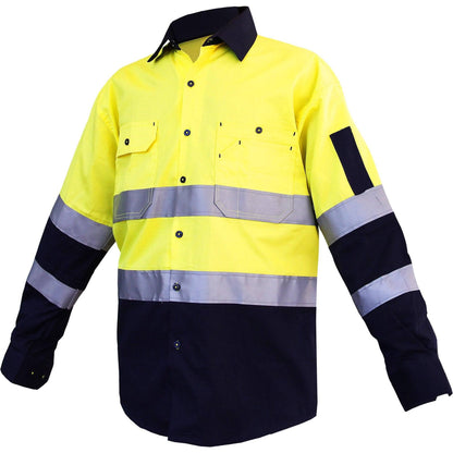 Big Bee Men's Hi Vis Shirts Reflective Tape, Light Weight Cotton - Big Bee