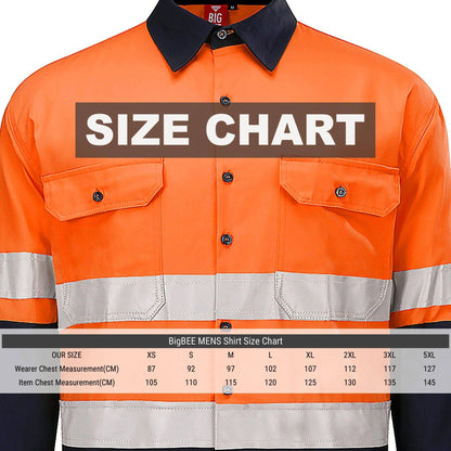 Big Bee Men's Hi Vis Shirts Reflective Tape, Long Sleeve - Big Bee