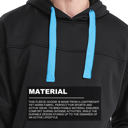 Drawstring Hoodie Jumper Fleece Sweatshirts Plain Black with Contrast drawstring - Big Bee