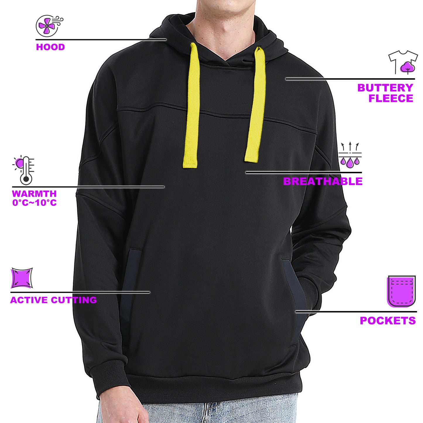 ISUSI Contrast Hoodie Jumper – Fleece Pullover, 13 Colours
