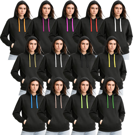 ISUSI Ladies Contrast Hoodie Jumper 12 Colours