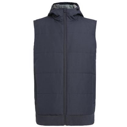 essential puffer vest in black, front – ISUSI