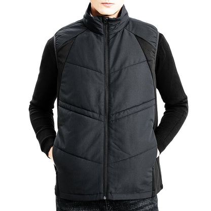 elite puffer vest in black, model front – ISUSI