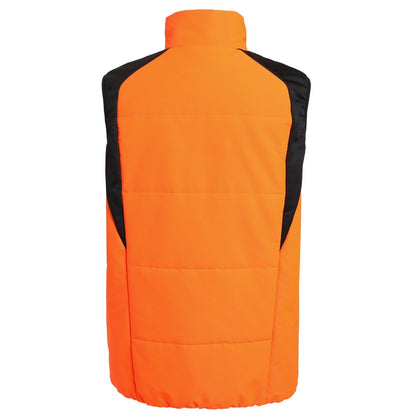 ladies strike puffer vest in orange, back – ISUSI