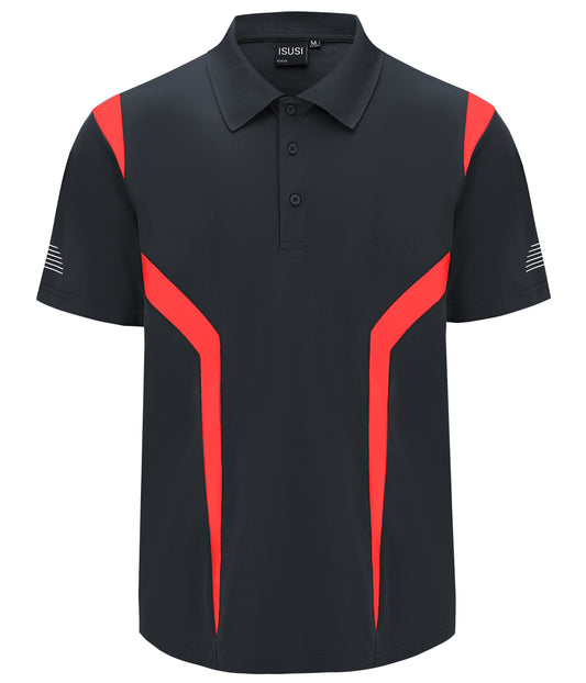 summit polo shirt in Black with red, front – Big Bee Workwear