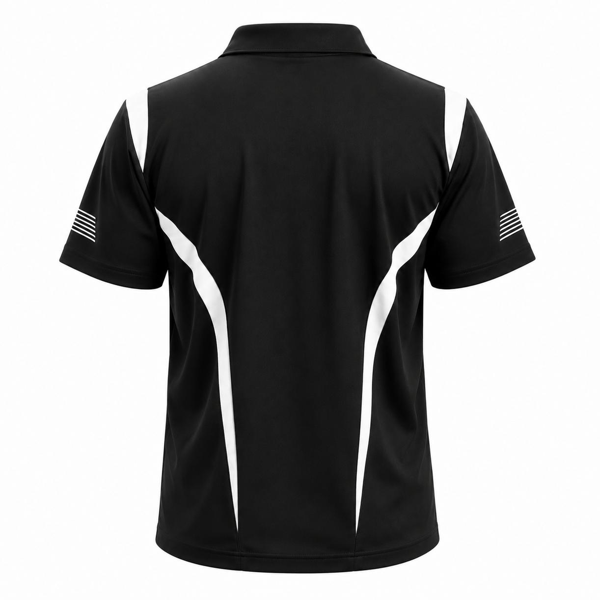 "summit polo shirt in Black with white, back – Big Bee Workwear"