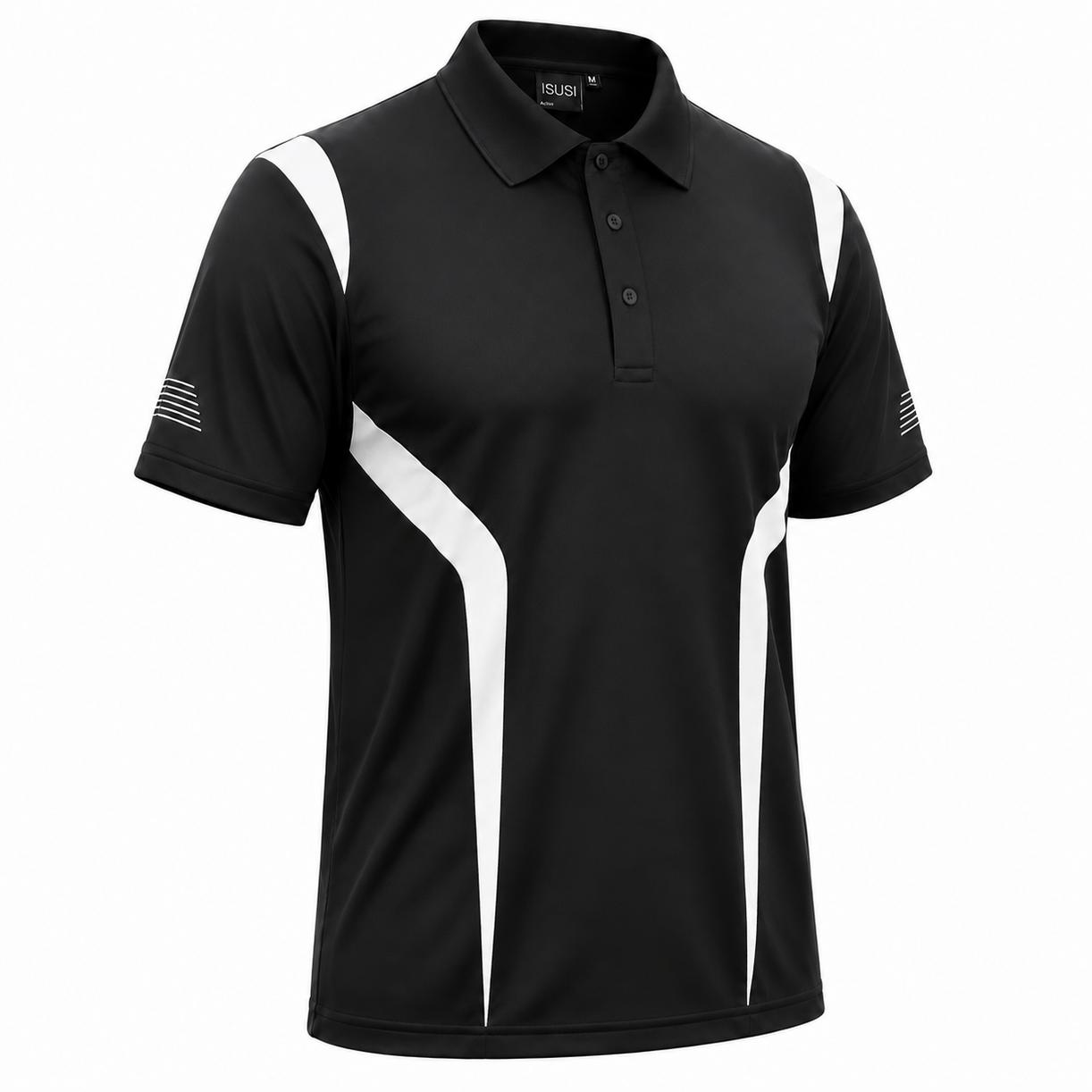 "summit polo shirt in Black with white, side – Big Bee Workwear"