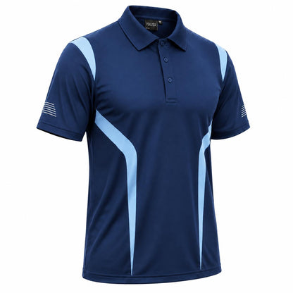 "summit polo shirt in navy sky blue, side – Big Bee Workwear"