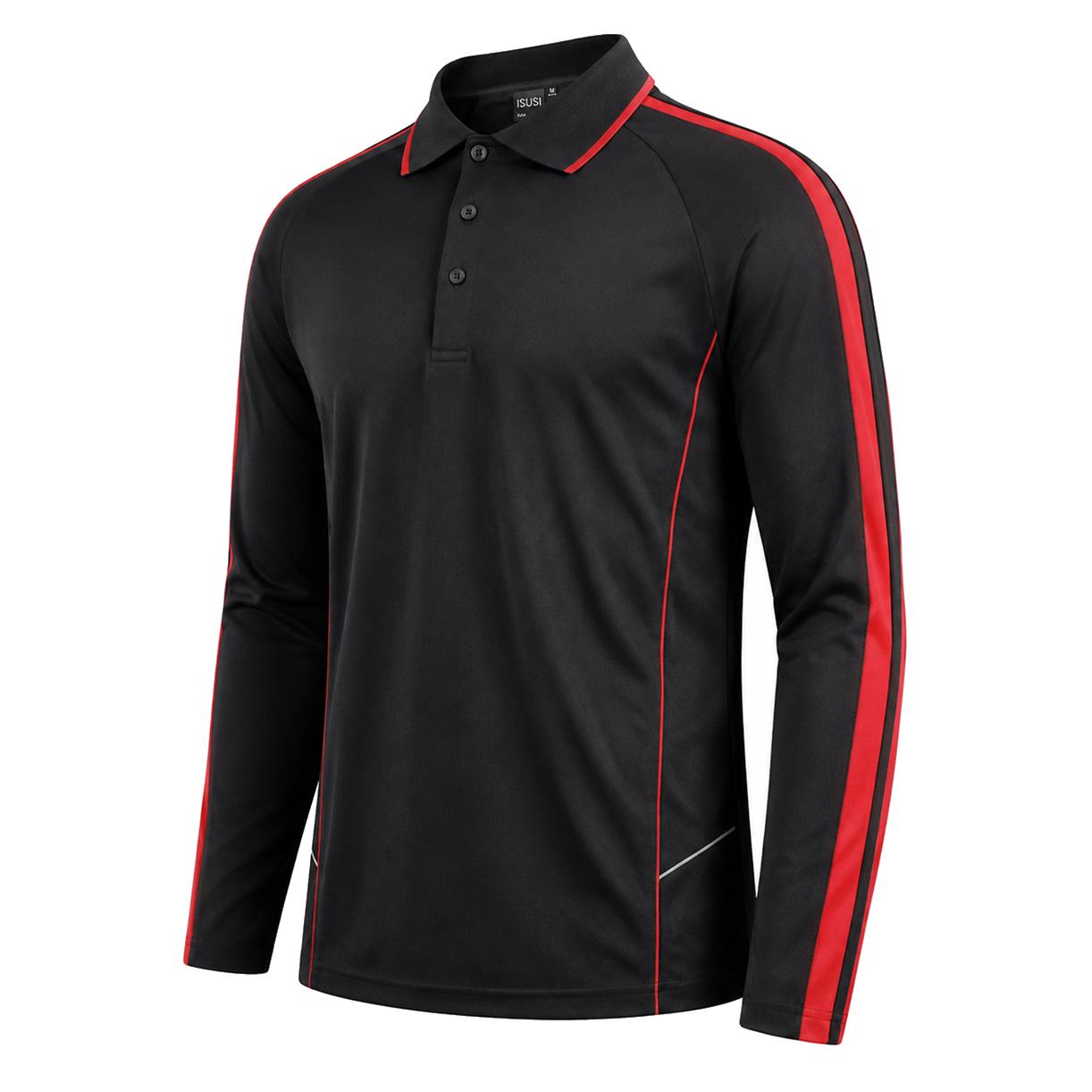 "flow polo shirt in Black with red, side – Big Bee Workwear"