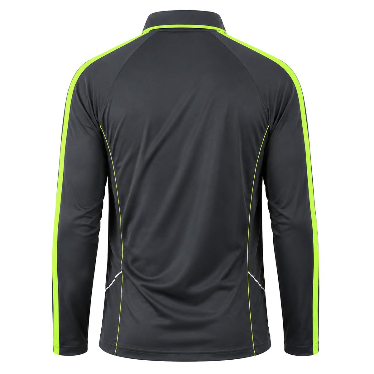 "flow polo shirt in grey green lime, back – Big Bee Workwear"