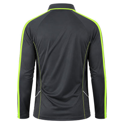 "flow polo shirt in grey green lime, back – Big Bee Workwear"