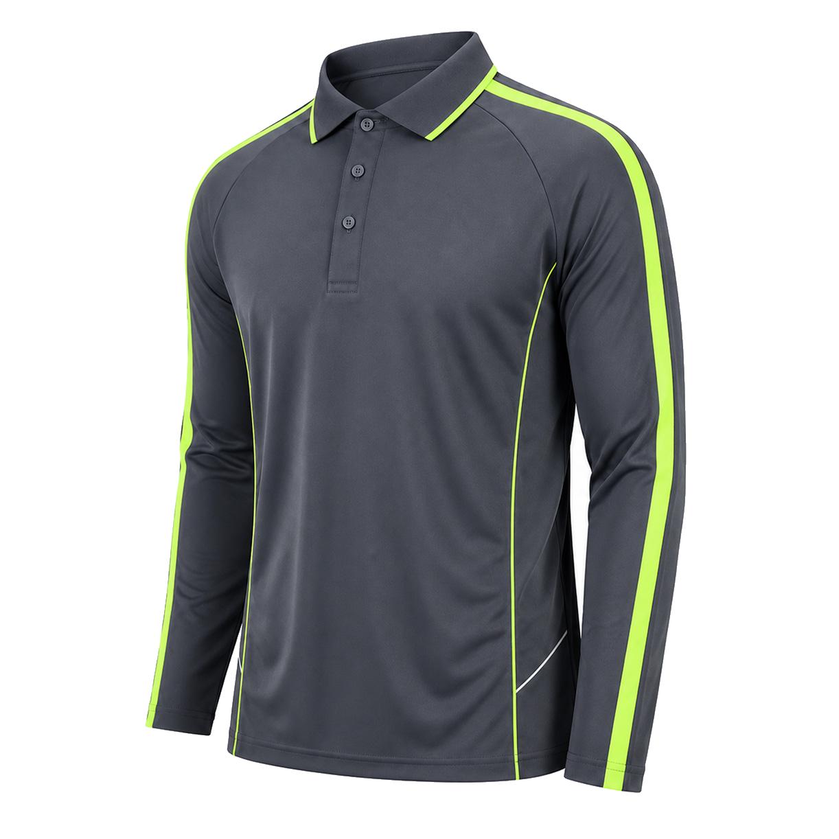 "flow polo shirt in grey green lime, side – Big Bee Workwear"