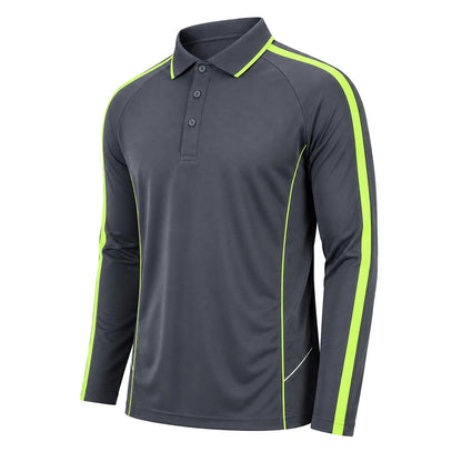 "flow polo shirt in grey green lime, side – Big Bee Workwear"