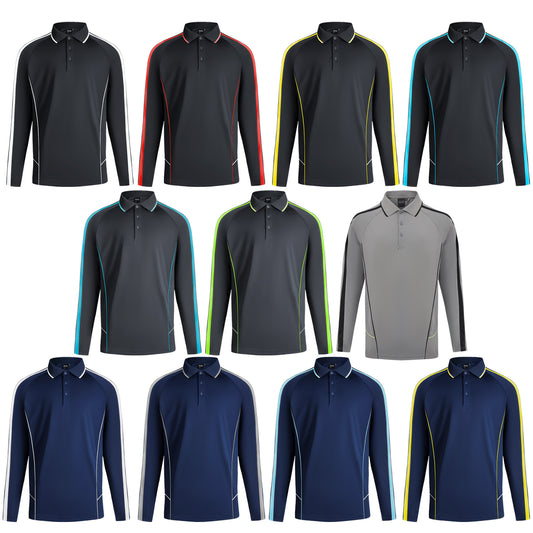 ISUSI Flow Mens Polo Shirts, Long Sleeve