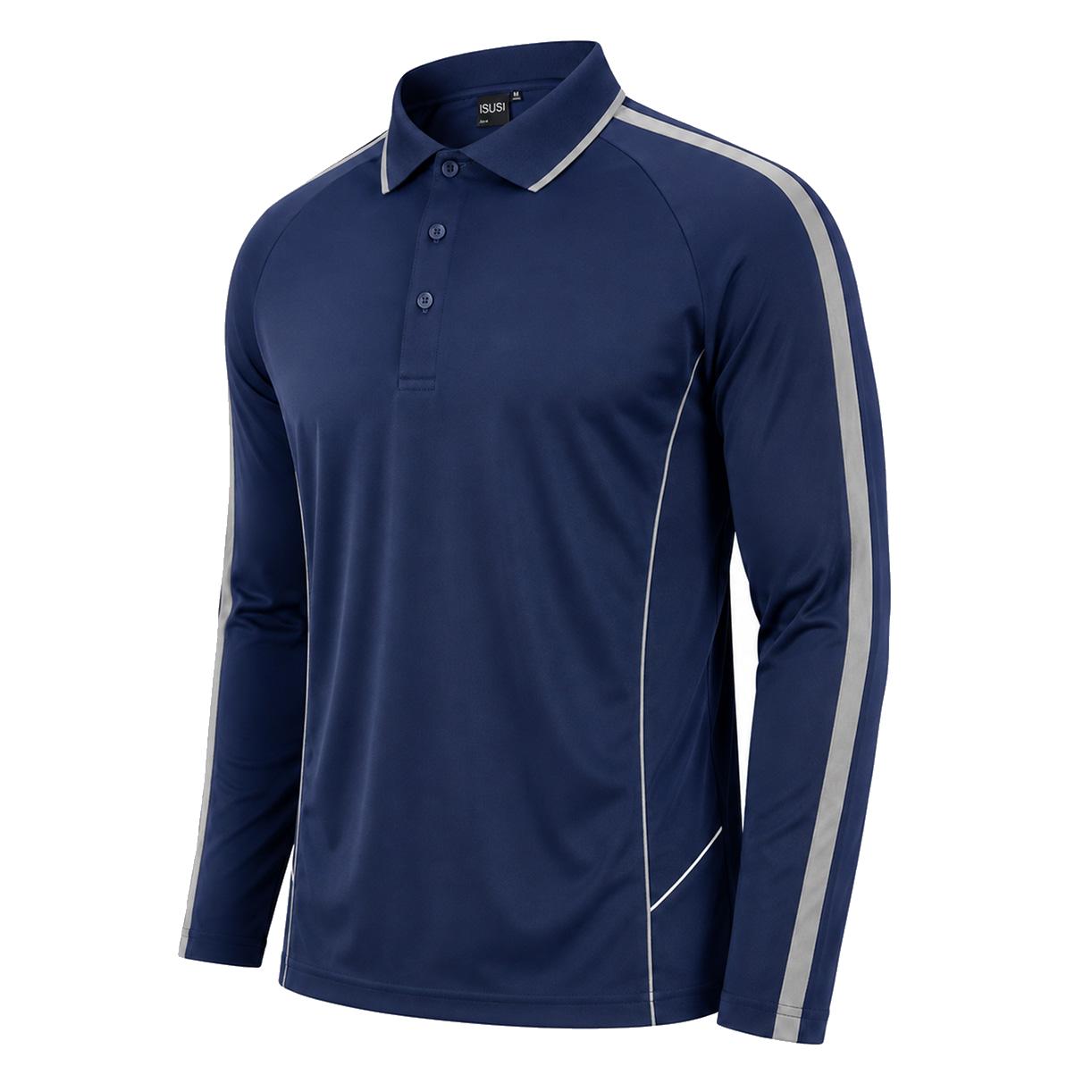 ISUSI Flow Mens Long Sleeve Polo Shirt – Lightweight, Moisture-Wicking