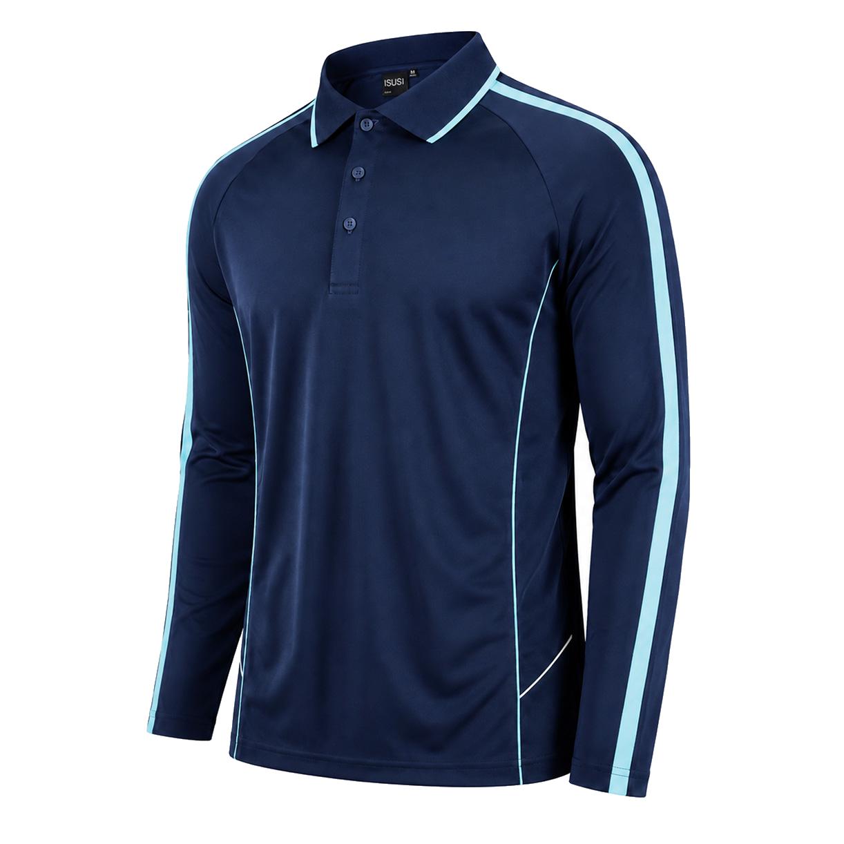 ISUSI Flow Mens Long Sleeve Polo Shirt – Lightweight, Moisture-Wicking