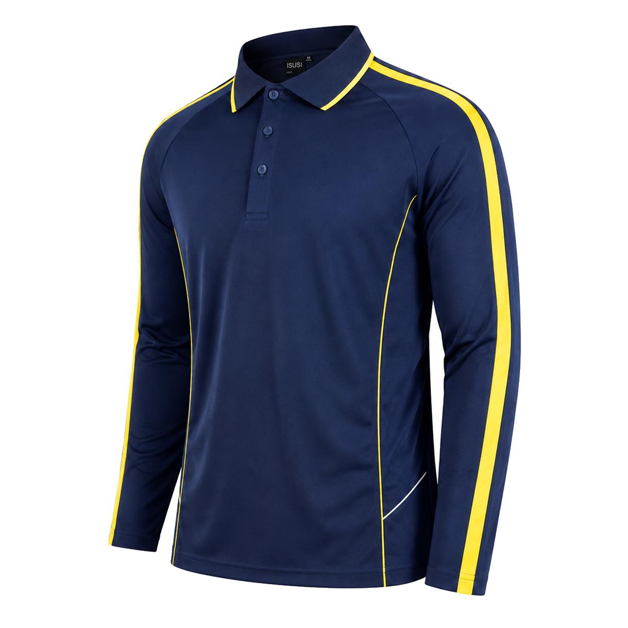 ISUSI Flow Mens Long Sleeve Polo Shirt – Lightweight, Moisture-Wicking