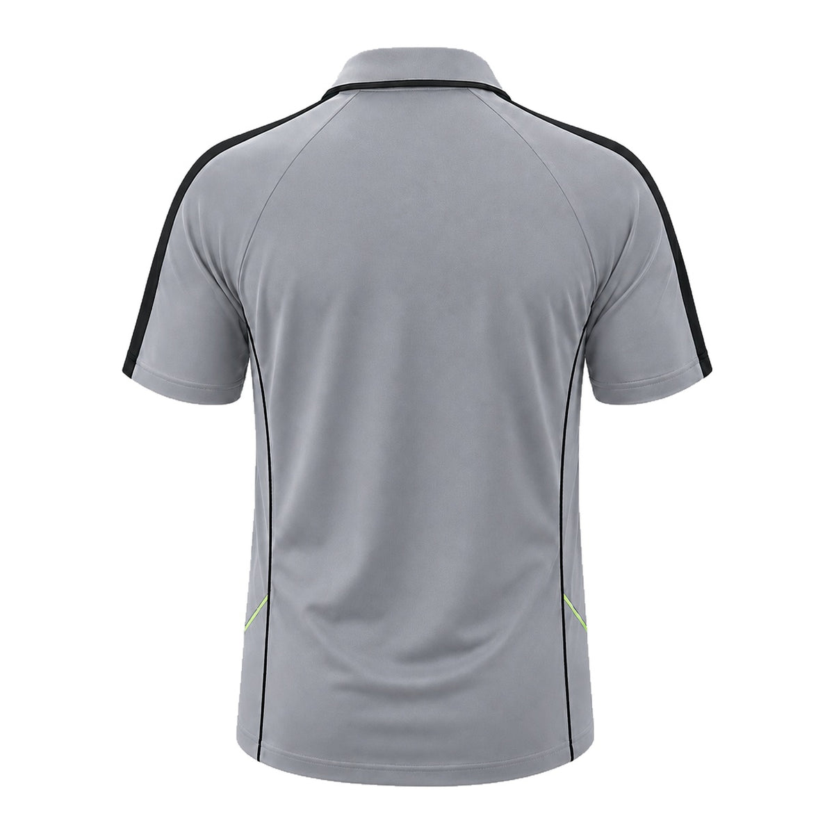 "flow polo shirt in grey black, back – Big Bee Workwear"