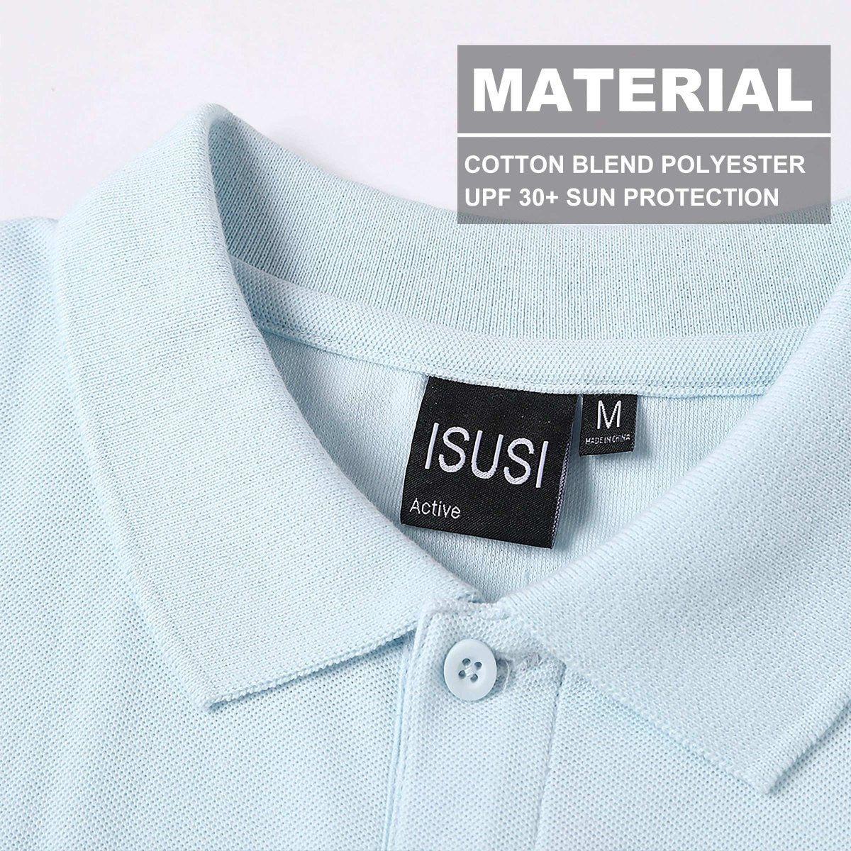 cotton blend polo shirt fabric close-up with info – Big Bee Workwear