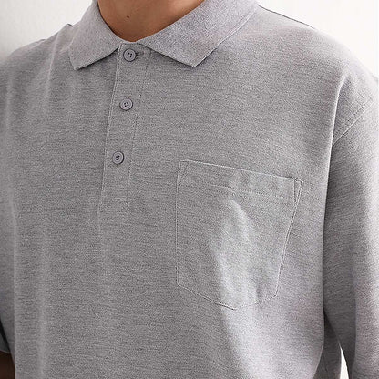 cotton blend polo shirt chest detail close-up – Big Bee Workwear