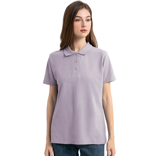 cotton blend polo shirt in fade mulberry, model front – Big Bee Workwear